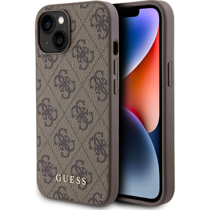 GUESS HARDCASE 4G METAL LOGO IPHONE 15 BROWN