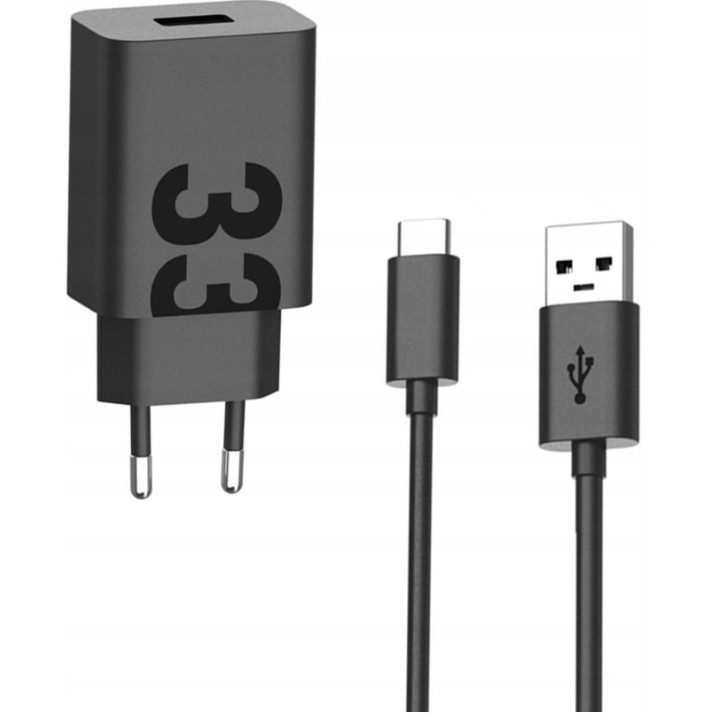 ŁAD SIEC MOTOROLA 33W USB-A+KABEL TYP-C BLACK