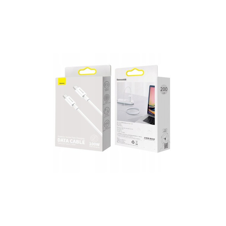 KABEL BASEUS USB DO TYP-C PD100W 2M WHITE