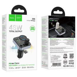 TRANSMITER HOCO E86 2XUSB+USB-C 48W BLACK