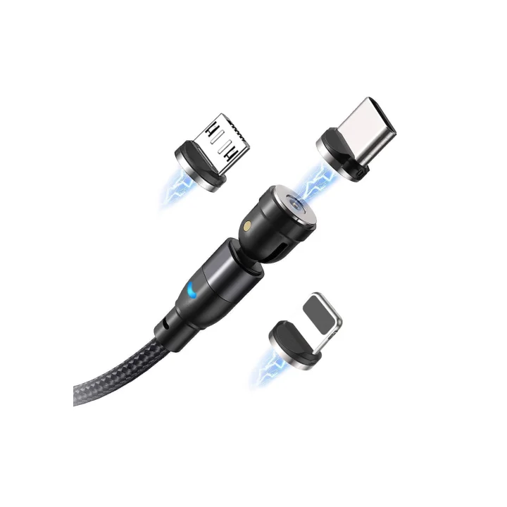 KABEL MAGNETYCZNY 3W1 IPHONE-USB-C-MICRO 1M BLACK