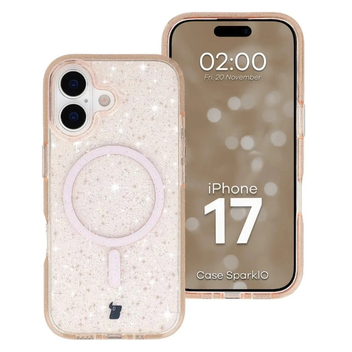 CASE BIZON SparklO IPHONE 17 BLING PEACH