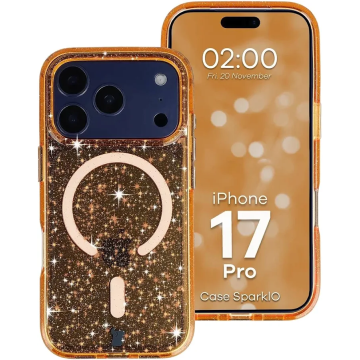 CASE BIZON SparklO IPHONE 17 PRO CLEAR ORANGE