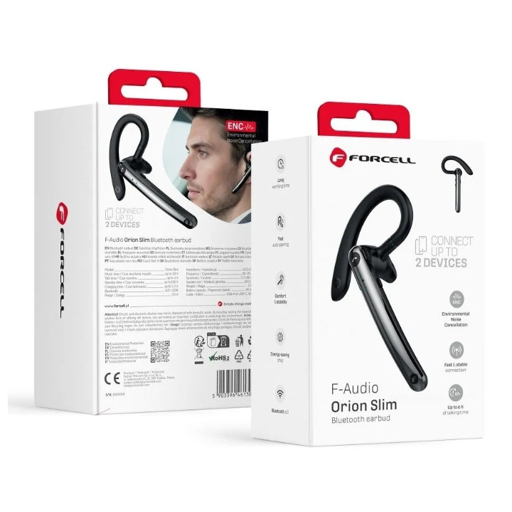 SŁUCHAWKA BLUETOOTH FORCELL BT.6.0+EDR BLACK