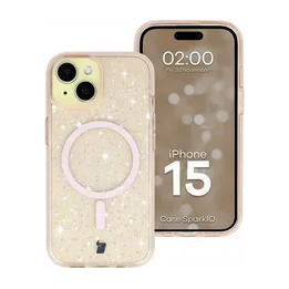 CASE BIZON SparklO IPHONE 15 BLING PEACH
