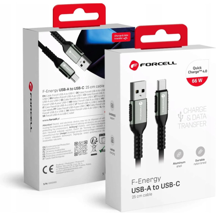 KABEL FORCELL USB-A DO TYP-C  25CM