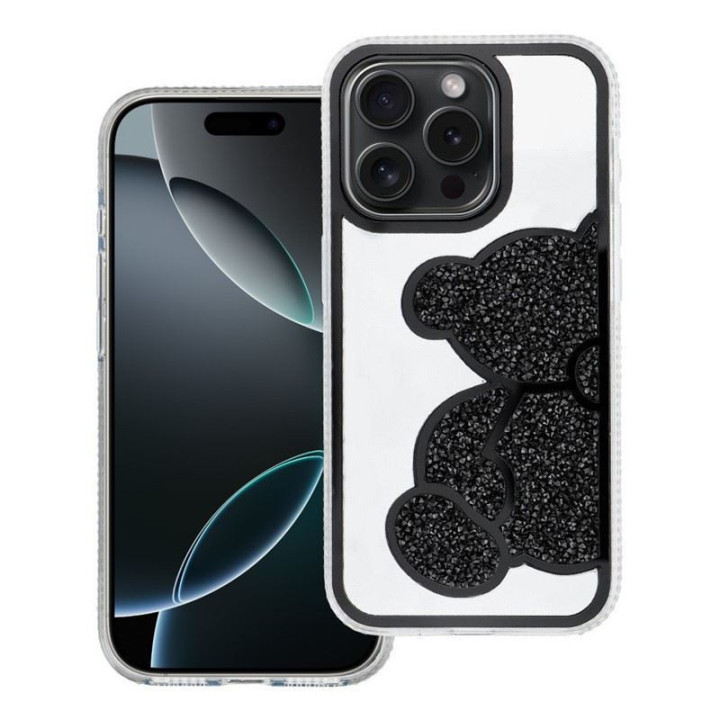 CASE TEDDY BEAR IPHONE 16 PRO MAX BLACK