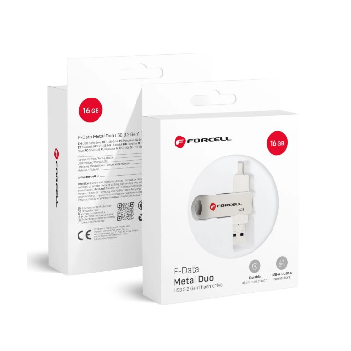 PENDRIVE FORCELL 16GB USB-A I USB-C SILVER