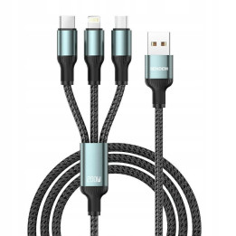 KABEL SENDEM 3W1 TYP-C MICO IPHONE 200W 6A GRAY