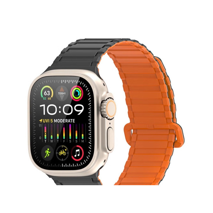 PASEK DUCIS KJ APPLE WATCH 42/44/45/49 GRAY ORANGE