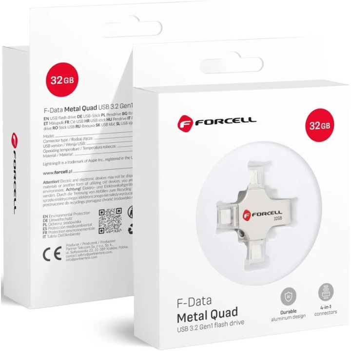 PENDRIVE FORCELL 32GB USB-A I USB-C SILVER