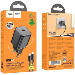 ŁAD SIECIOWA HOCO USB TYP-C LIGHTNING 20W PD BLACK