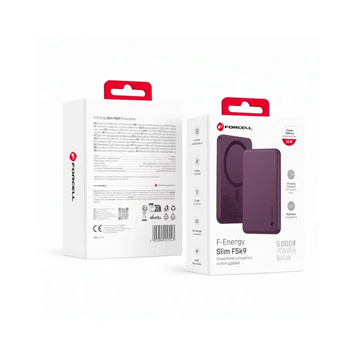 POWER BANK FORCELL 5000MAH MAGSAFE 15W BORDO