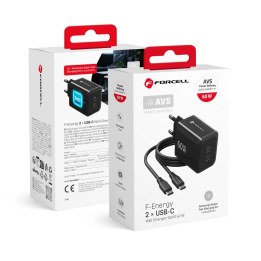 ŁAD SIEC FORCELL 60W 2XUSB-C+KABEL BLACK