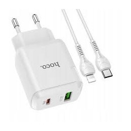 ŁAD SIECIOWA HOCO USB TYP-C LIGHTNING 20W PD WHITE