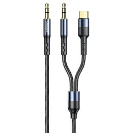 KABEL AUDIO 2W1 USB-C- 2XJACK 3,5MM 1,2M