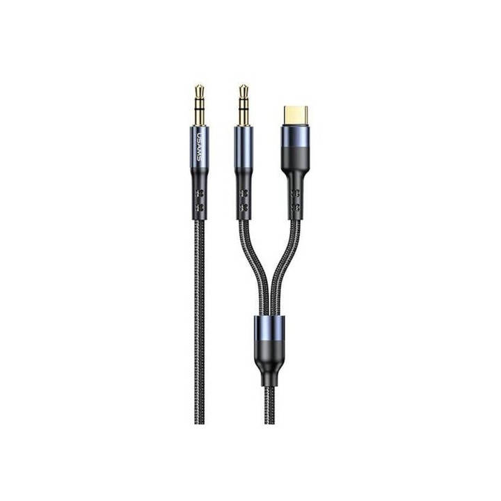 KABEL AUDIO 2W1 USB-C- 2XJACK 3,5MM 1,2M