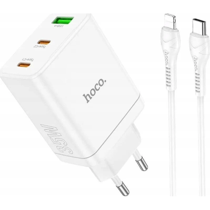 ŁAD SIECIOWA HOCO 35W 2XUSB-C+KABEL LIGHTNING