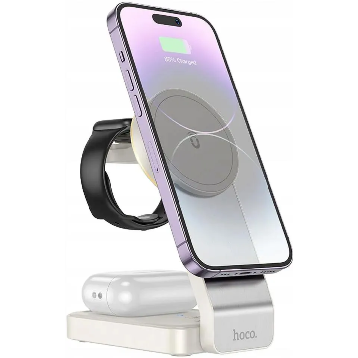 ŁAD INDUKCYJNA HOCO 3W1 MAGSAFE 15W WHITE