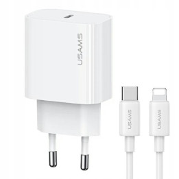 ŁAD SIECIOWA USAMS USB-C LIGHTNING+KABEL 30W