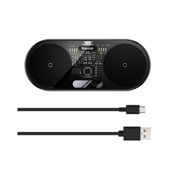 ŁADOWARKA INDUKCYJNA BASEUS 2W1 15W QI BLACK