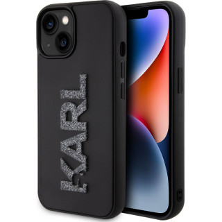 KARL RUBBER GLITTER LOGO IPHONE 15 BLACK