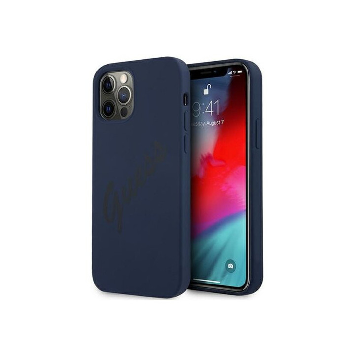 ETUI GUESS SCRIPT VINTAGE IPHONE 12 12 PRO BLUE