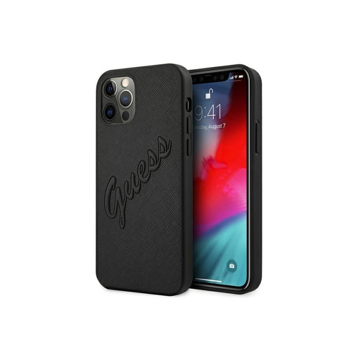 ETUI GUESS SCRIPT VINTAGE IPHONE 12 12 PRO BLACK
