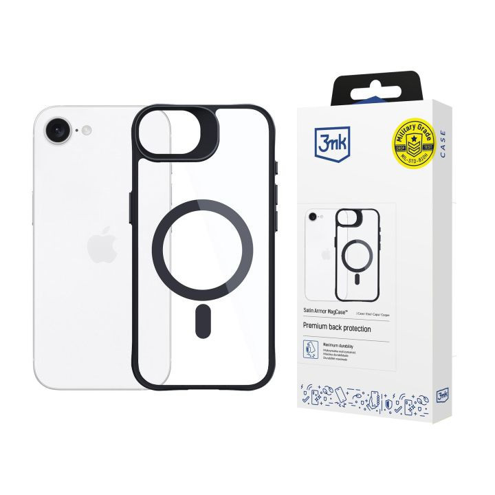 3MK SATIN ARMOR MAGSAFE IPHONE 16E 17E BLACK
