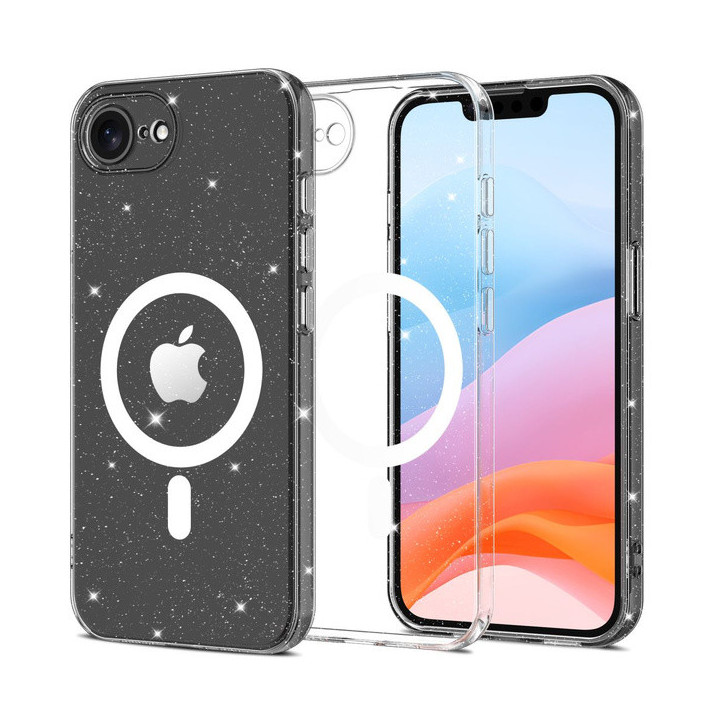 CASE TECH MAGSAFE GLITTER IPHONE 16E CLEAR