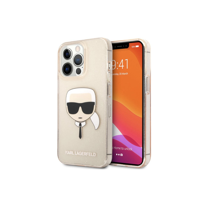 ETUI KARL GLITTER KARLS HEAD IPHONE 13 PRO PINK