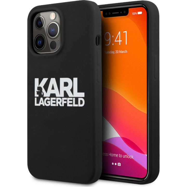 ETUI KARL SILICON LOGO STACK IPHONE 13 PRO BLACK