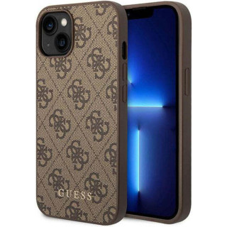 GUESS METAL LOGO GOLD IPHONE 15 PLUS BROWN