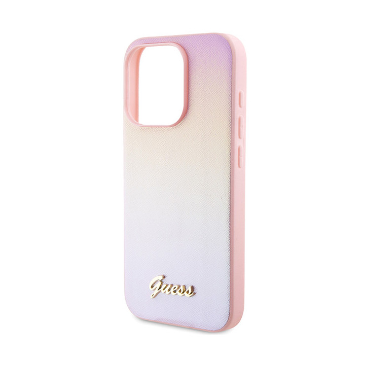 GUESS SAFFIANO MAGSAFE IPHONE 15 PRO PINK