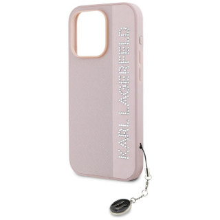 KARL SAFFIANO RHINESTONE&CHARM IPHONE 15 PINK