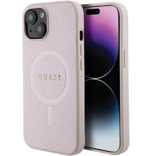 GUESS SAFFIANO MAGSAFE IPHONE 15 PLUS PINK