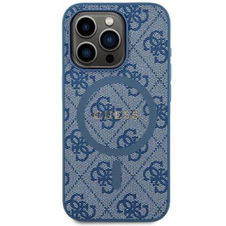 GUESS LEATHER LOGO METAL MAG IPHONE 15 PRO BLUE