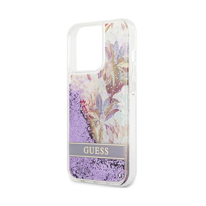 ETUI GUESS GLITTER FLOWER IPHONE 13 PRO MAX PURPLE