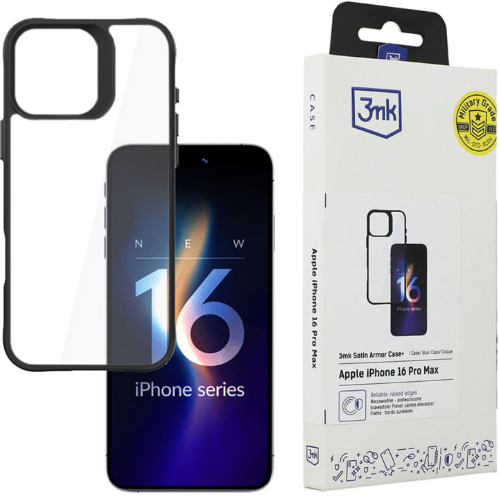 3MK SATIN ARMOR CASE+ IPHONE 16 PRO MAX CLEAR