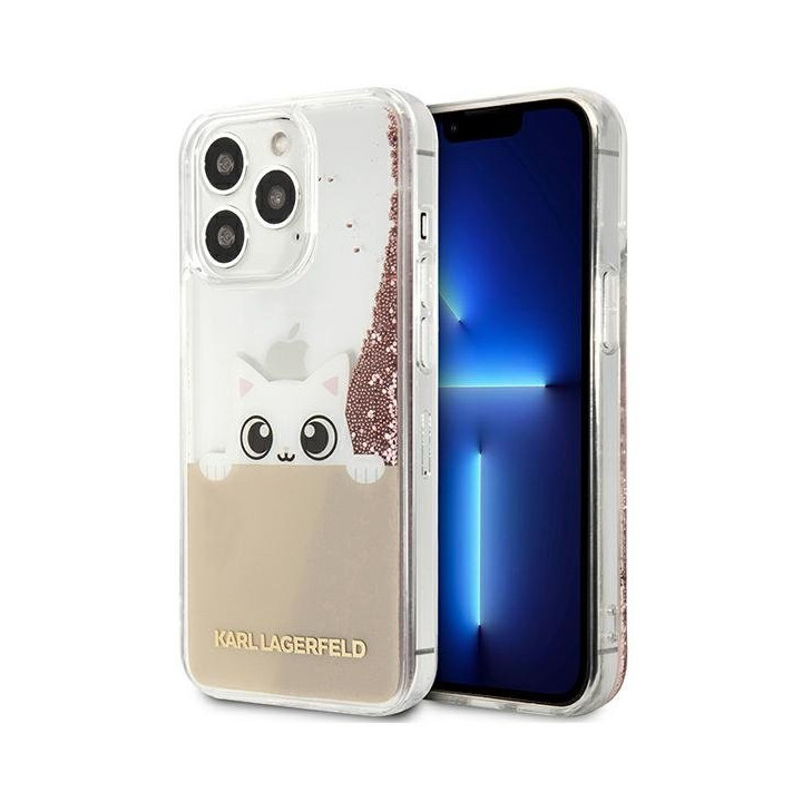 ETUI KARL LIQUID GLITTER PEEK A IPHONE 13 PRO PINK