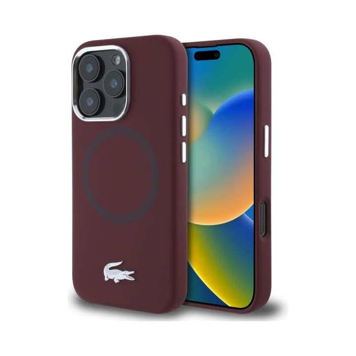 CASE LACOST CROCO LOGO MAGSAFE IPHONE 16 PRO BORDO