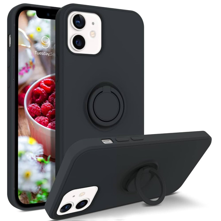 CASE SILICON RING IPHONE 12/12 PRO BLACK
