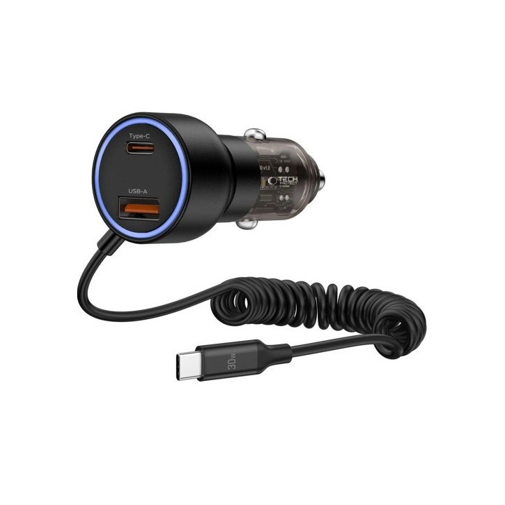 ŁAD SAMOCH TECH PD60W USB-A+USB-C+KABEL TYP-C