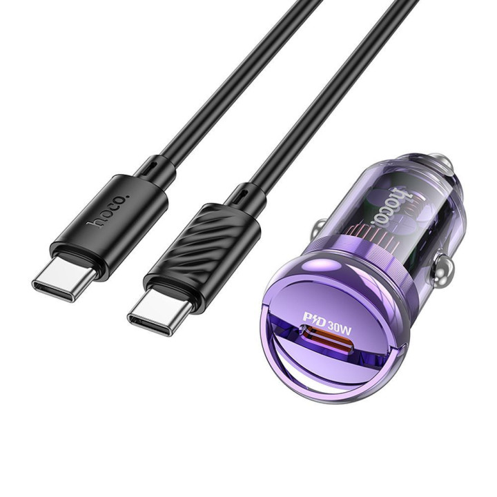 ŁAD SAMOCH HOCO Z53 USB-C+KABEL USB-C 30W BLACK