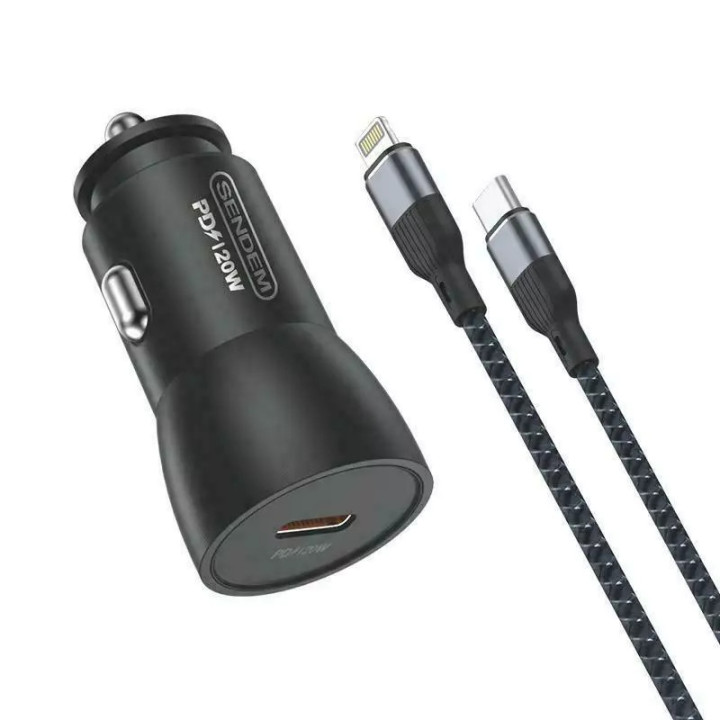 ŁAD SAMOCH SENDEM D13 USB-C 20W+KABEL USB-C/IPHONE