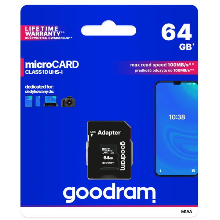 KARTA PAMIECI GOODRAM 64GB 10C+ADAPTER