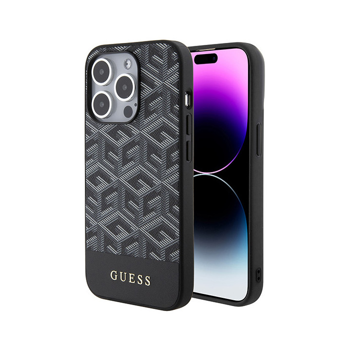 GUESS SAFFIANO MAGSAFE IPHONE 15 PRO BLACK