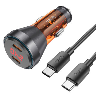 ŁAD SAMOCH HOCO NZ12C 2XUSB-C+KABEL 60W BLACK