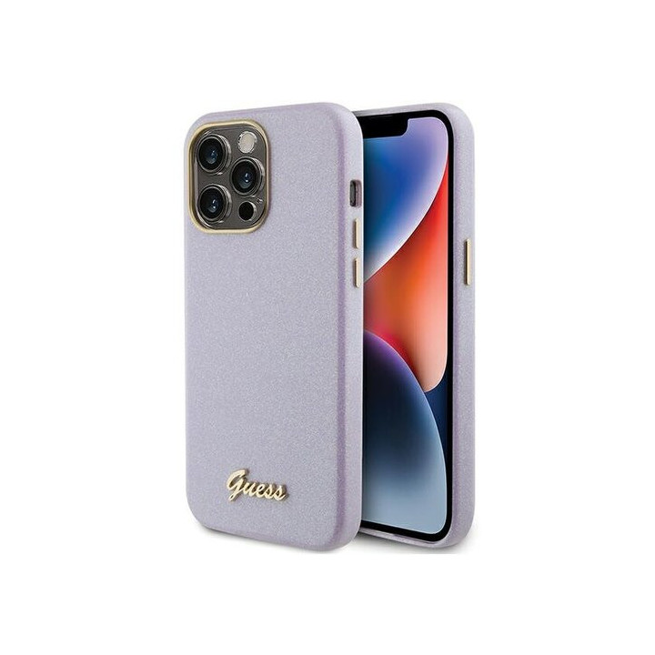 GUESS GLITTER GLOSSY SCRIPTS IPHONE 15 PRO LILAC