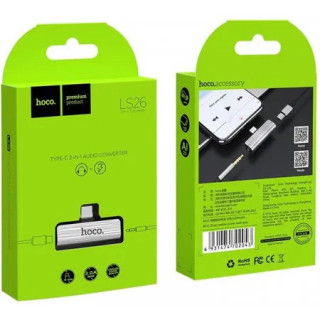 ADAPTER HOCO AUDIO 2W1 TYP-C+JACK+TYP-C LS26